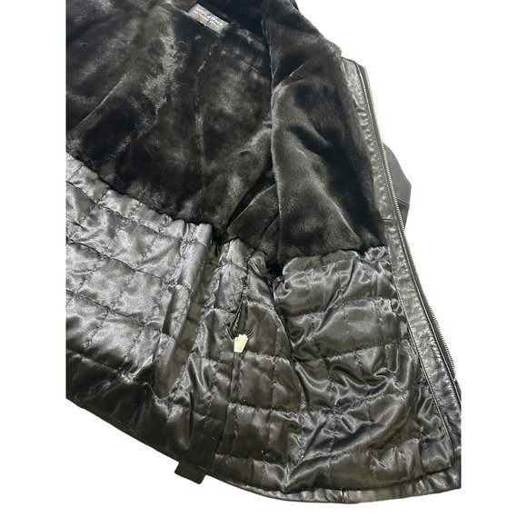 WILSONS LEATHER COAT Womans XL Faux Fur Lined Belted Black - Picture 15 of 16